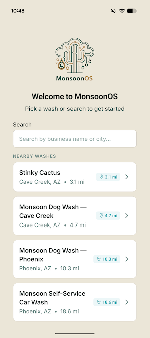 MonsoonOS Wash Platform Screenshot 0