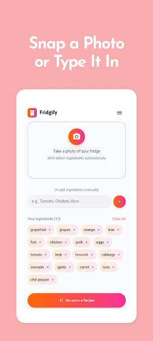 Fridgify: Fridge Recipes AI Screenshot 1