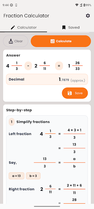 Fraction Calculator Math Screenshot 1