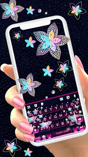 Pastel Flowers Keyboard Background Screenshot 0
