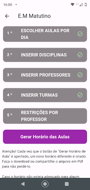 Gerador de Horário Escolar Screenshot 2