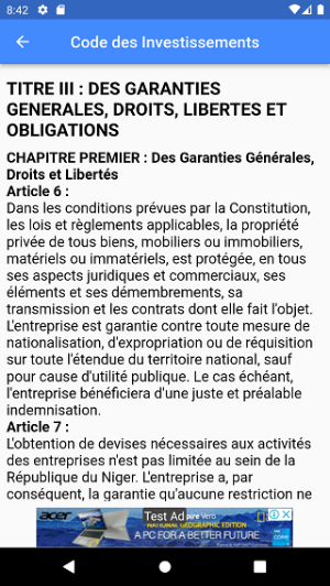 Code des Investissements Niger Screenshot 1