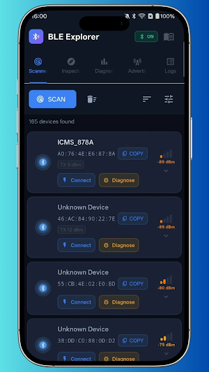 BLE Explorer: Scanner & Debug Screenshot 1