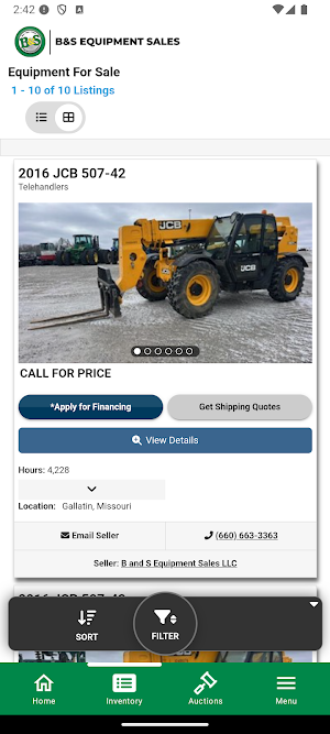 B&S Equipment Sales Screenshot 1