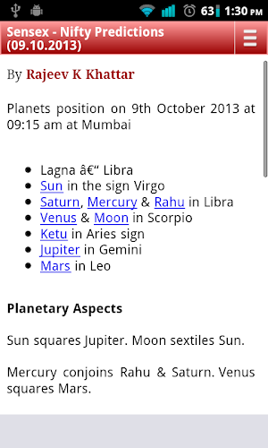 Sensex Nifty Astrology Screenshot 2