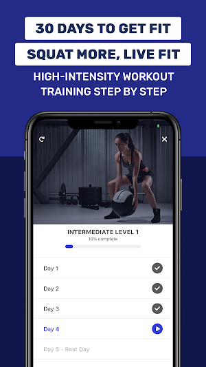 30 Day Squat Challenge: Workout App For Tone Leg Screenshot 3