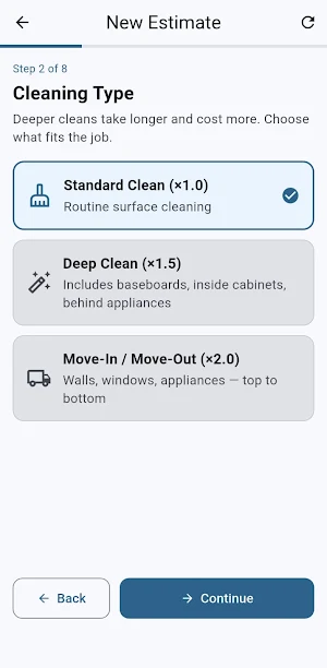 Cleaning Bid Estimator Screenshot 2