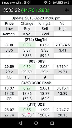 Singapore Stock Viewer Screenshot 1
