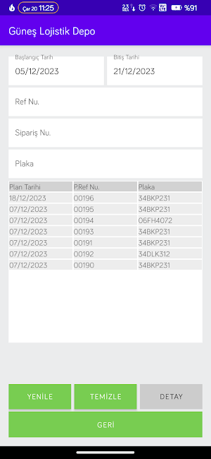 Güneş Lojistik Depo Uygulaması Screenshot 3