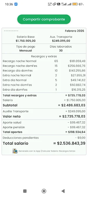 CalcularSalario-RecargosExtras Screenshot 2