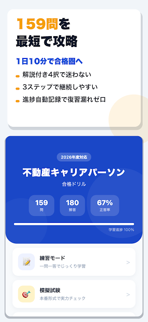 不動産キャリアパーソン 合格ドリル Screenshot 0