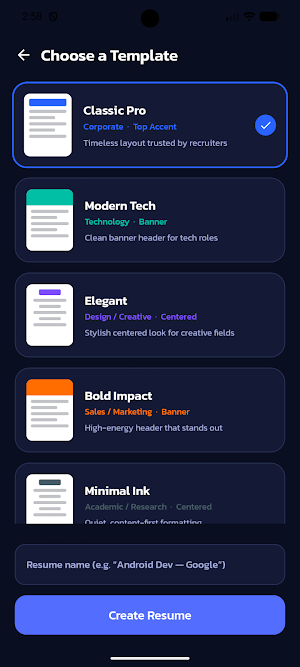 Simple Resume Maker Screenshot 2