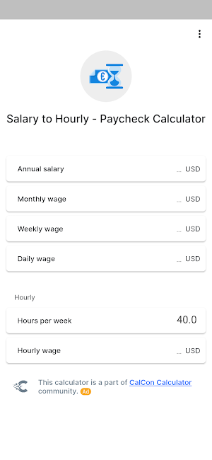Salary to Hourly - Paycheck Screenshot 0