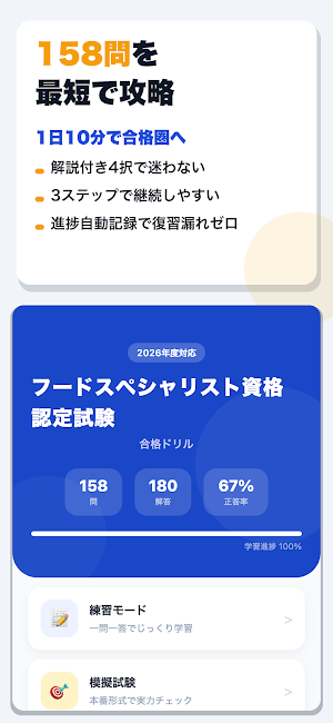 フードスペシャリスト資格認定試験 合格ドリル Screenshot 0