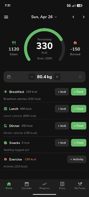 kcalSimple Screenshot 0