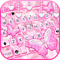 Pink Girly Butterfly Keyboard Background
