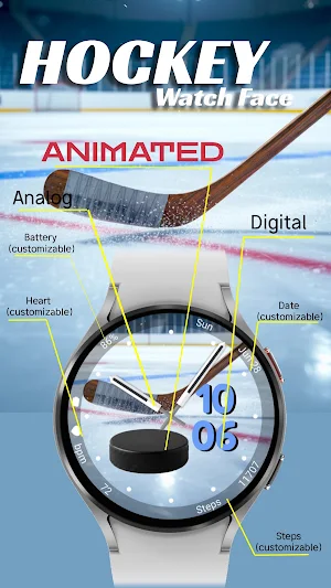 Hockey (Animated) - Watch Face Screenshot 1