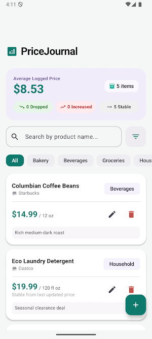 PriceJournal Screenshot 1