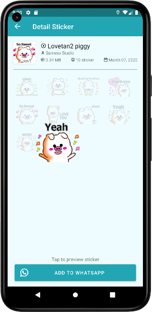 Cute Lulu Pig WAStickerApps Screenshot 3