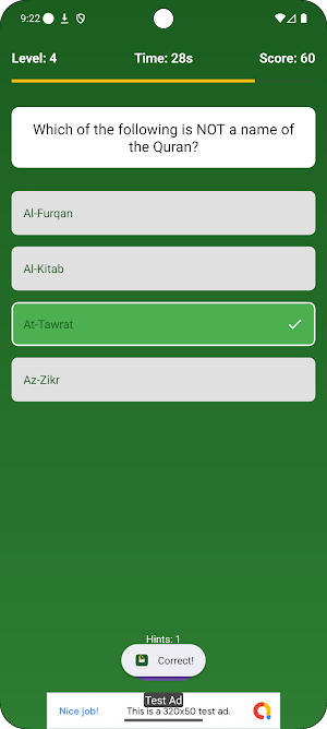 Islamic Knowledge Quiz Game Screenshot 2
