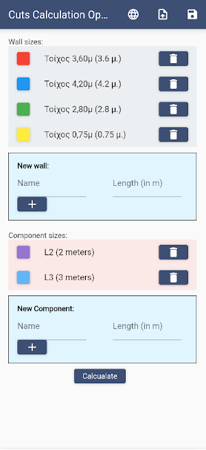 Cuts Calculation Optimiser Screenshot 0
