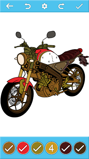 Bikes Coloring By Number Book Screenshot 1