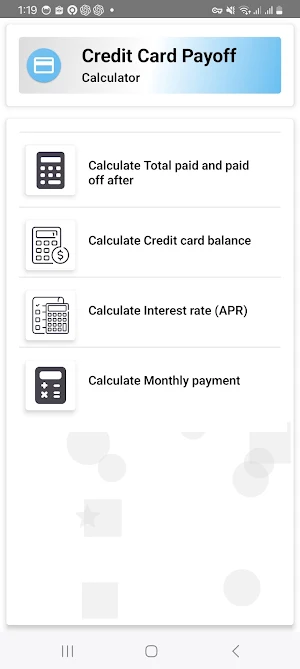 Credit Card Payoff Calculator Screenshot 2