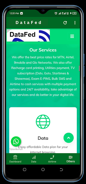DataFed VTU Services Screenshot 2