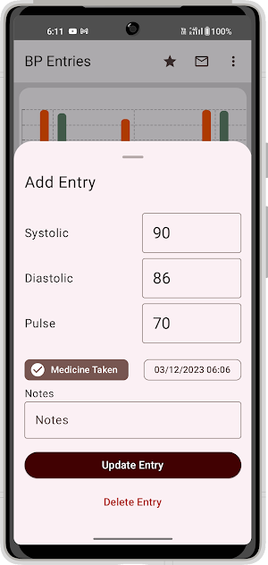 Simple Blood Pressure Tracker Screenshot 1