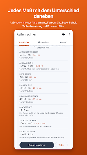Reifenrechner: Reifengrößen Screenshot 2