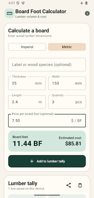 Board Foot Calculator: Lumber Screenshot 2