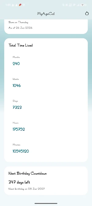 MyAgeCal Screenshot 3