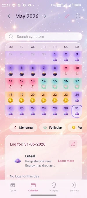 Eluna: Cycle & Period Tracker Screenshot 1