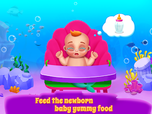 Mermaid Mom & Newborn - Babysitter Game Screenshot 3