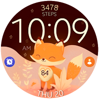 Cute Fox digital watch face