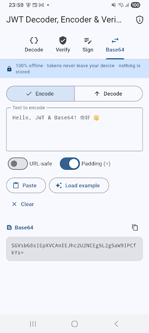 JWT & Base64 Decoder/Verifier Screenshot 3