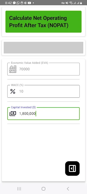 EVA Calculator Screenshot 2