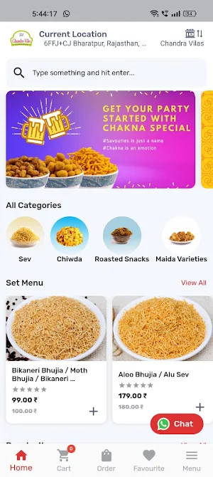 Chandra Vilas: Snacks Delivery Screenshot 1