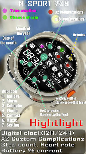 N-SPORT739 Digital Watch Face Screenshot 3