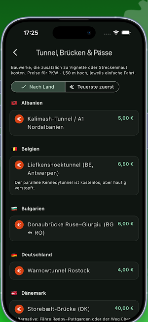 Maut Rechner Europa Screenshot 3