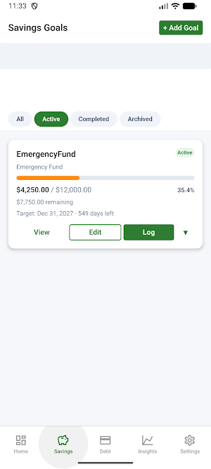 Savings Tracker Screenshot 1