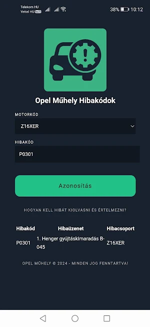 Opel Műhely Hibakódok Screenshot 1