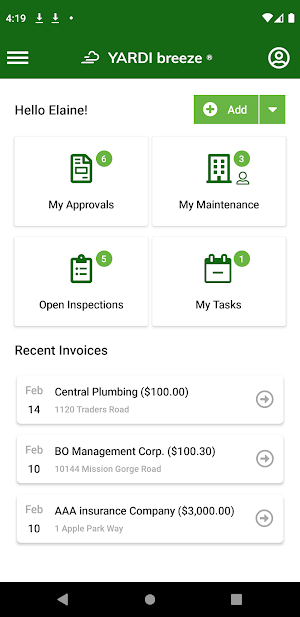Yardi Breeze App Screenshot 0