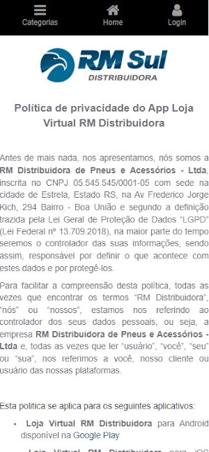 Loja Virtual RM Distribuidora Screenshot 1