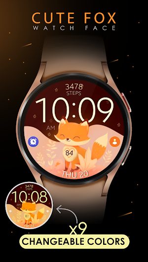 Cute Fox digital watch face Screenshot 2