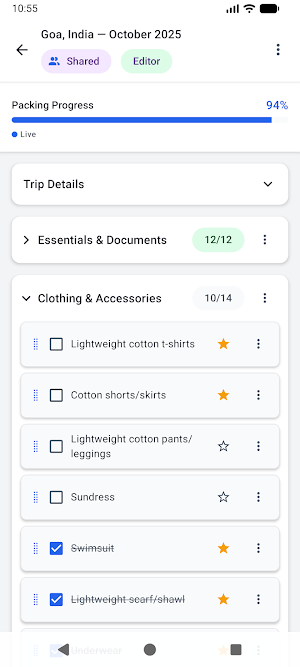 PackRight: Smart Trip Packing Screenshot 1