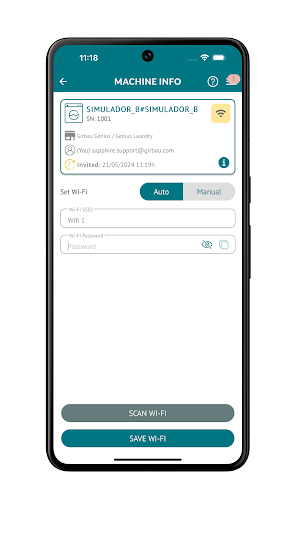 Girbau Sapphire Wi-Fi Setup Screenshot 2