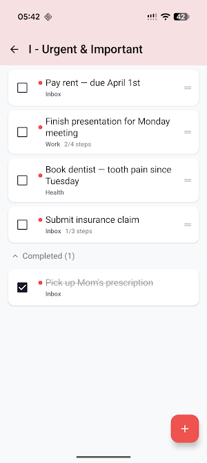 Priority Matrix: Task Planner Screenshot 2