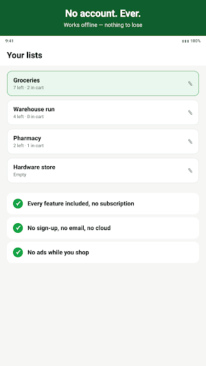PocketCart: Grocery List Screenshot 1