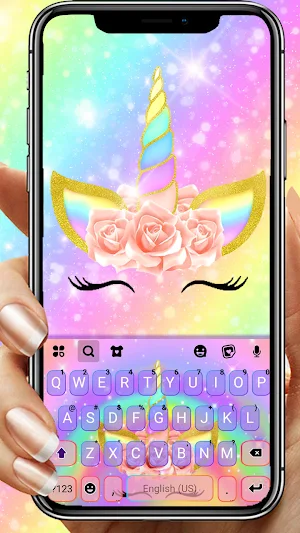 Unicorn Rainbow Keyboard Background Screenshot 0